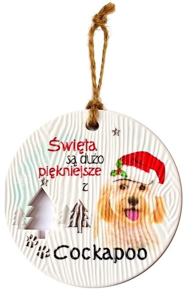 Zawieszka ceramiczna Boże Narodzenie Cockapoo