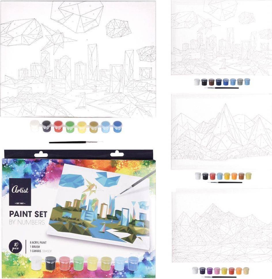 Obraz do malowania po numerach z farbkami płótno pędzel zestaw 10 el. 30x40 cm