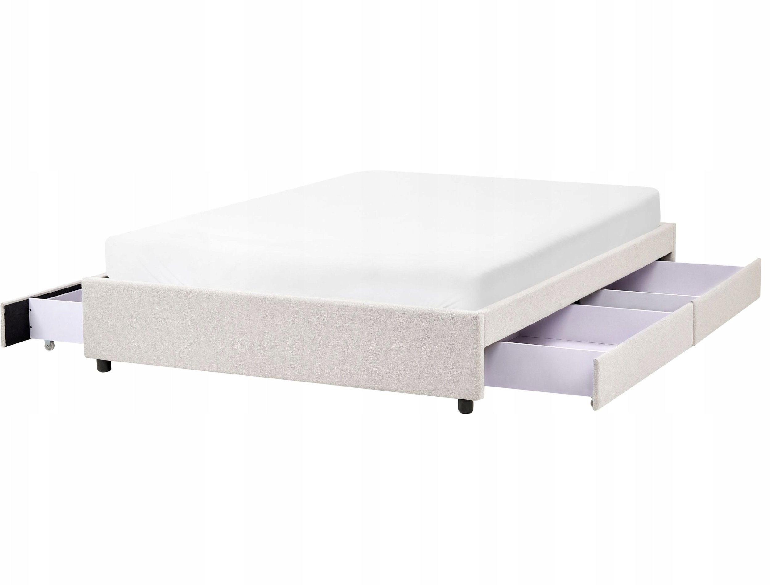 Łóżko z szufladami bez zagłówka PRADES 140 x 200 cm Jasnobeżowy