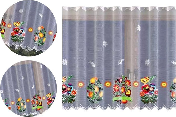 Firanka Kurpiowskie Pisanki wysokość 100 cm DomoweTekstylia | WN65KP 100 | Święta Wielkanoc