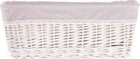 WickerPL Wiklinowy Kosz Regałowy Kosz do Łazienki Wybielany Obszyty 38x28 H20 cm
