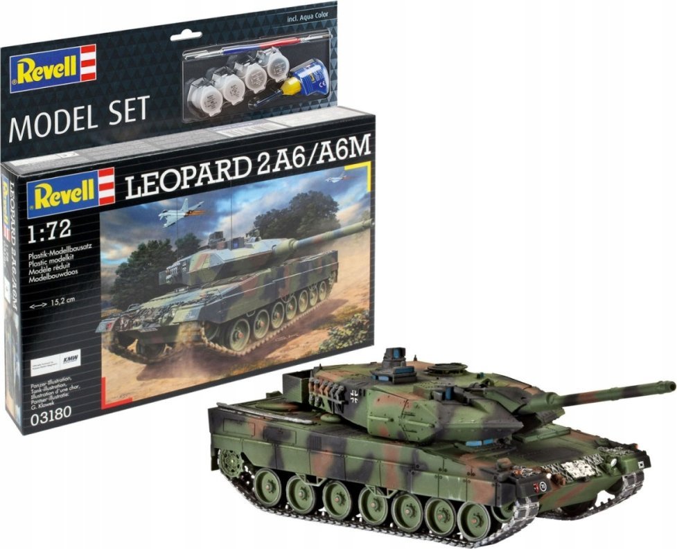 Cobi Czołg do sklejania 1:72 63180 Leopard 2A6/A6M + klej, 4 farbki, pędzelek Revell