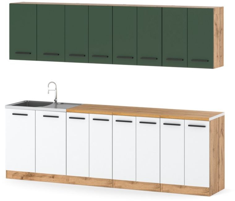 Kuchnia Szafka Piekarnik Modułowa Duża 2.8m Wotan Butelkowa Zieleń Biały