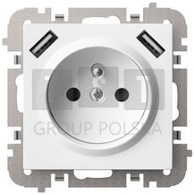 Elektro-Plast Vestra Gniazdo 2P+Z 2xUSB zasilające bez ramki podtynkowe IP20 biały 3888-10
