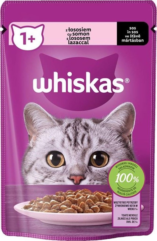 Whiskas Whiskas Mokra karma dla dorosłych kotów sos z łososiem 85 g