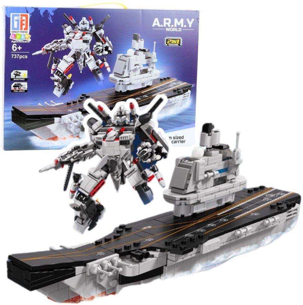 Klocki Konstrukcyjne Statek Lotniskowiec Robot 2w1 737 el.