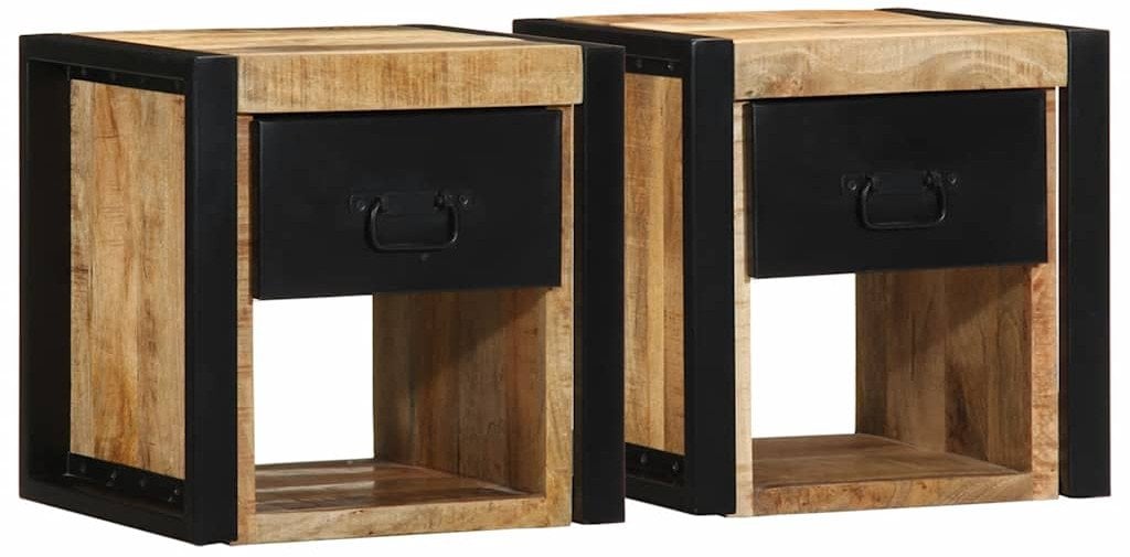 vidaXL Szafki nocne 2 szt. 40x35x40 cm Drewno lite surowe Mango