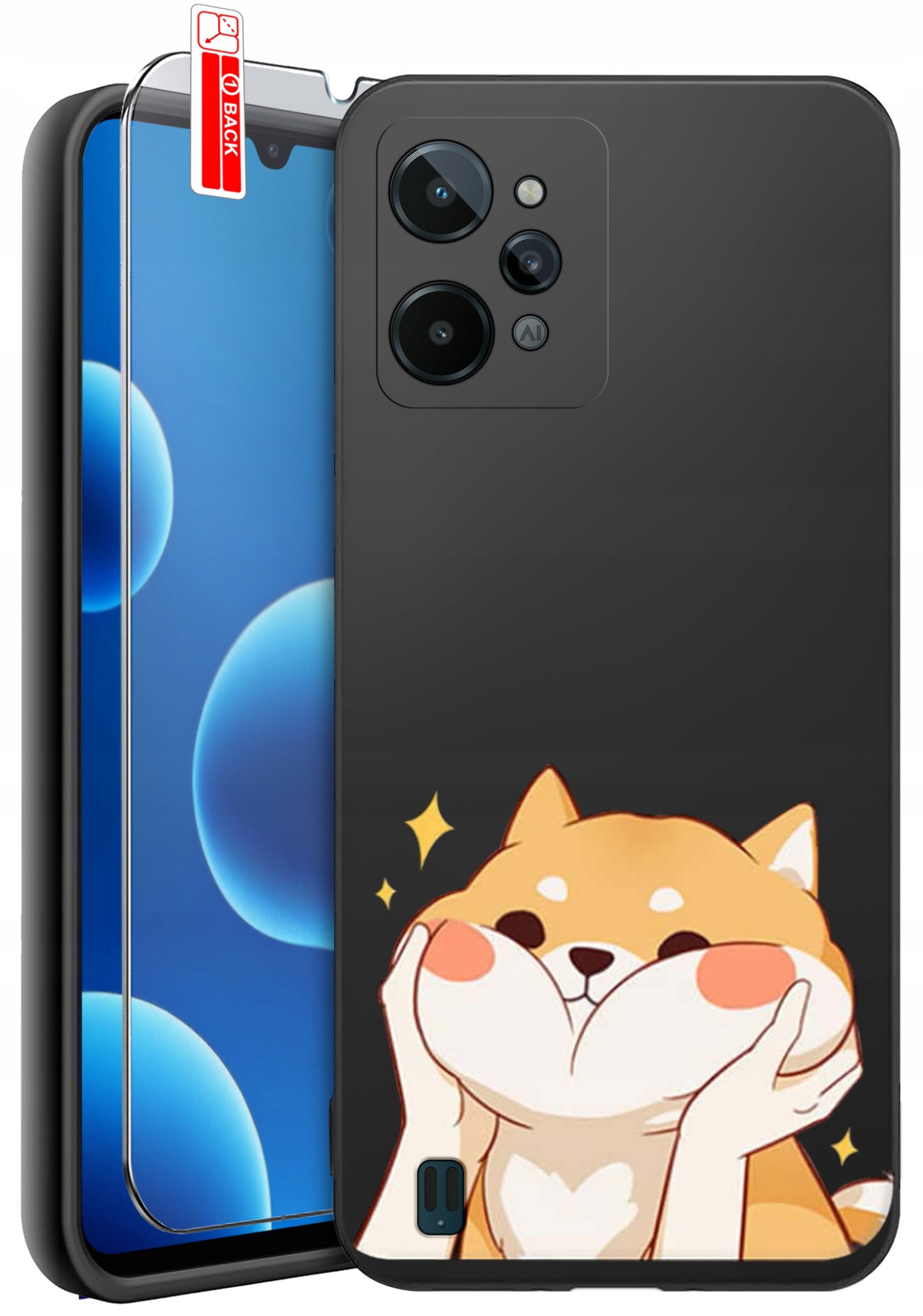 ETUI do Realme C31| WZORY | SILIKONOWE MATT CASE + SZKŁO 9H