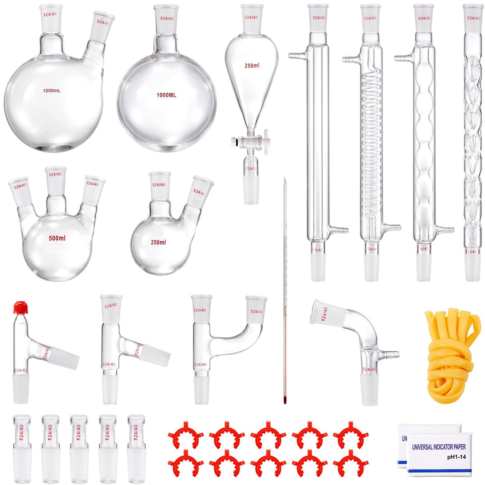 Zestaw szkła laboratoryjnego do destylacji 1000 ml 4 kolby