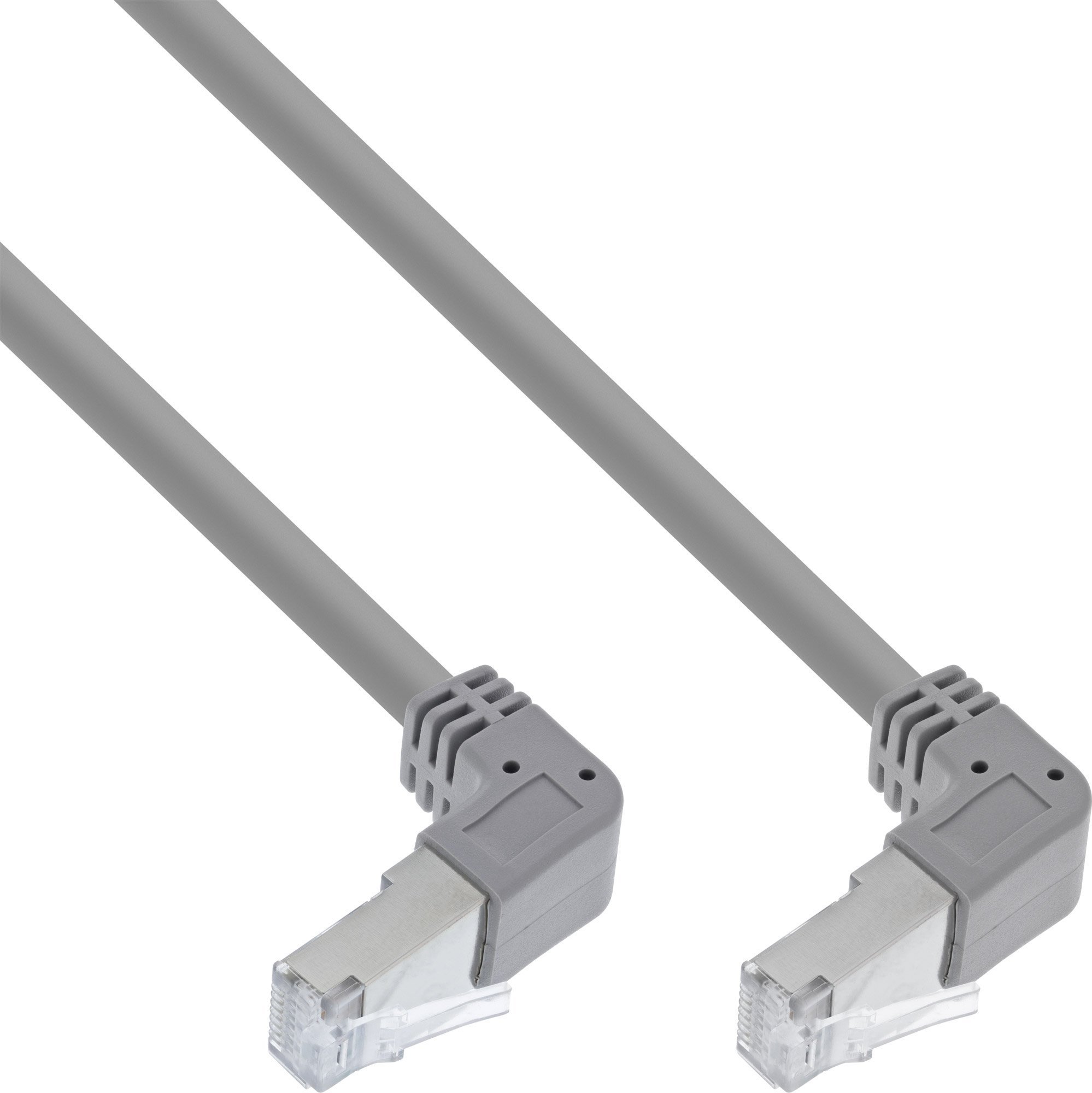 InLine InLine® Patch cable two side down angled, S/FTP (PiMf), Cat.6, 250MHz, PVC, copper, grey, 1.75m