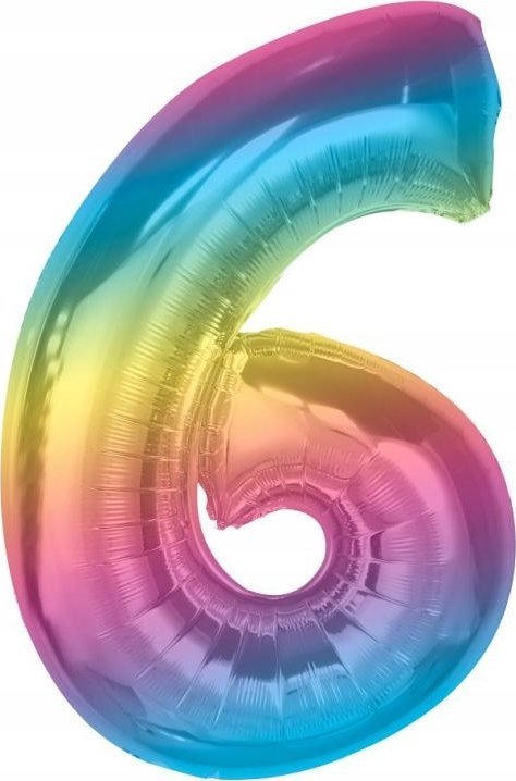 GoDan Balon foliowy cyfra 6 tęczowa Smart 92cm
