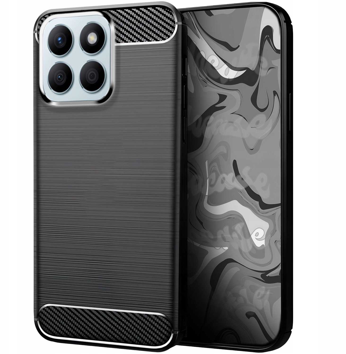 Etui do Honor X8b (Czarne, Pancerne, Karbon, Pokrowiec, Plecki, Case)