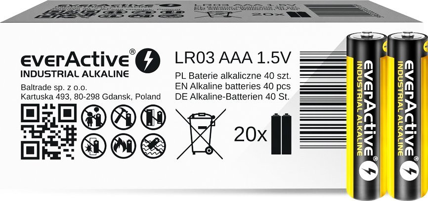 EverActive 40x baterie alkaliczne everActive Industrial LR03