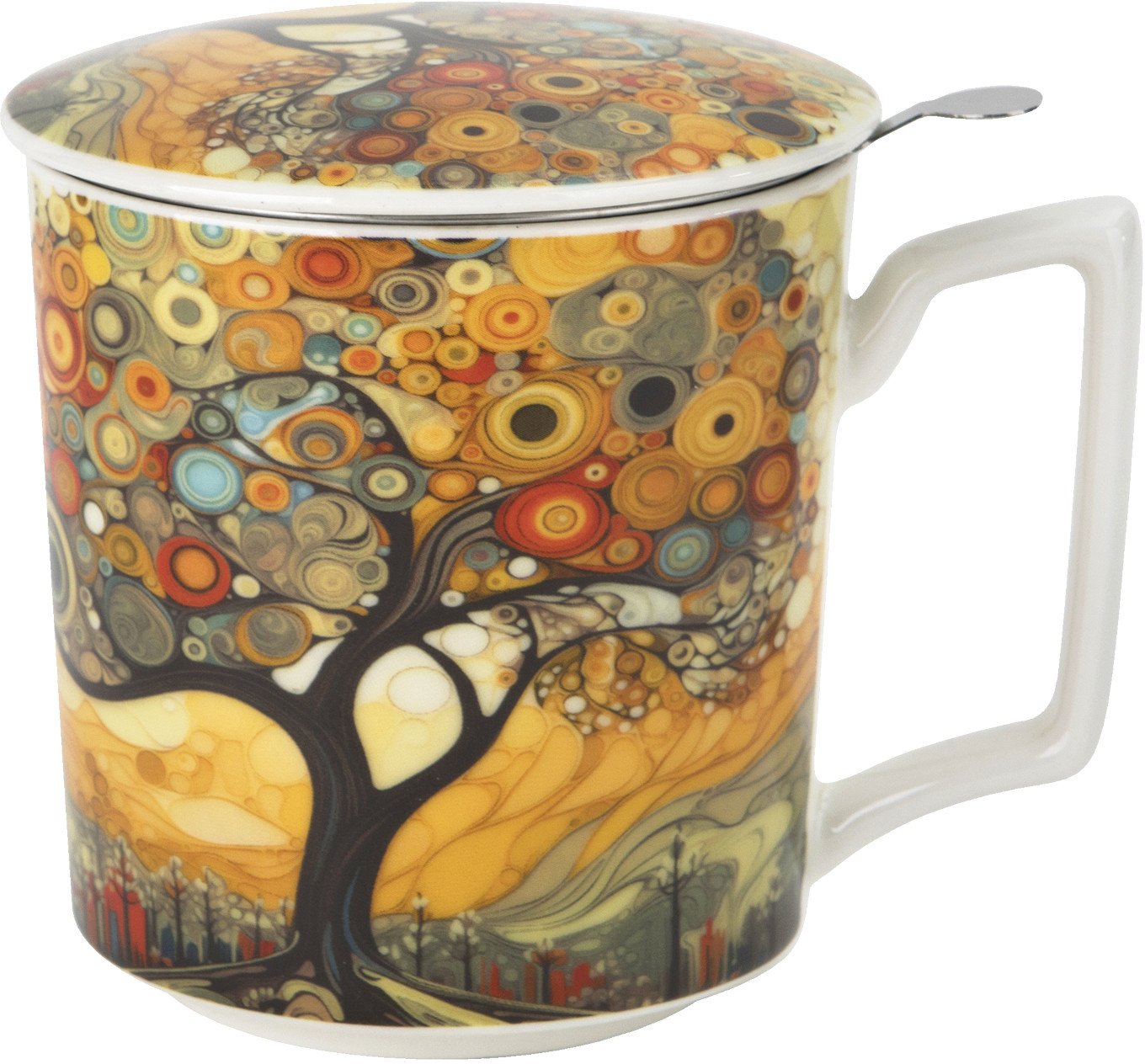 Kubek porcelanowy 450 ml z zaparzaczem Modern Tree