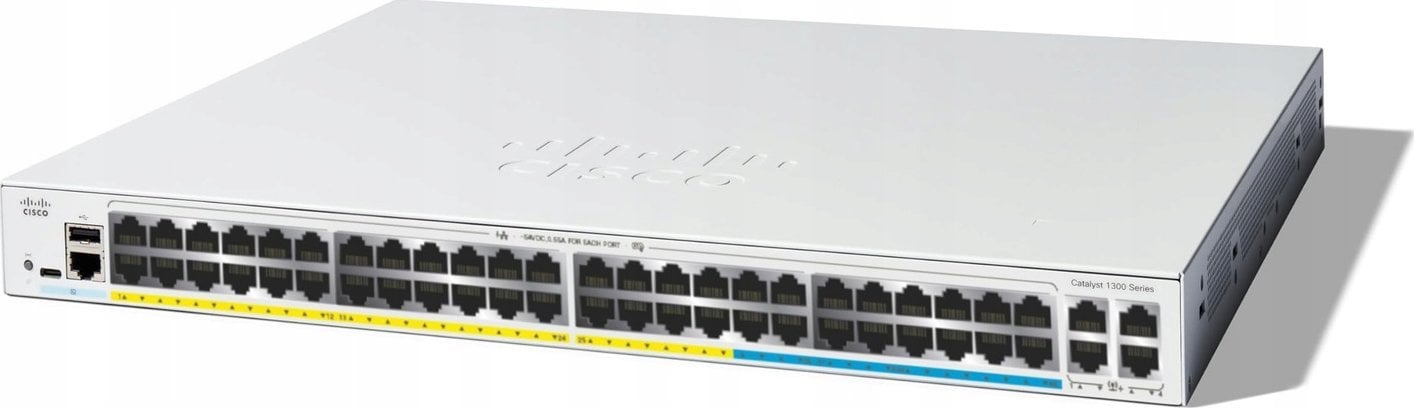 Switch Cisco Cisco Catalyst 1300-48MGP-4X - Switch - L3 - managed - 48 x 10 Gigabit Ethernet + 4 x 10 Gigabit SFP+ - an Rack montierbar - PoE+ (370 W)