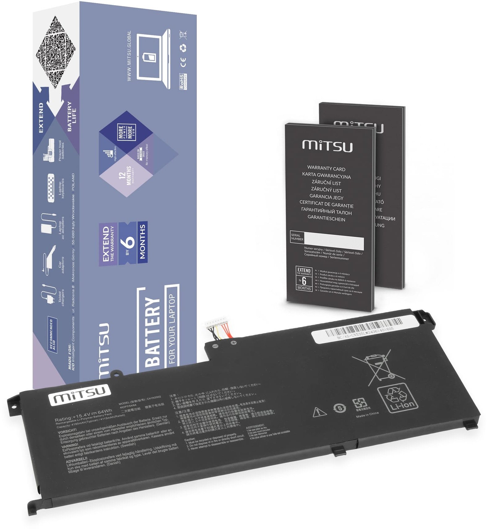 Bateria Mitsu do Asus Zenbook Pro 15 OLED UX535L, UX535LH, UX535LI