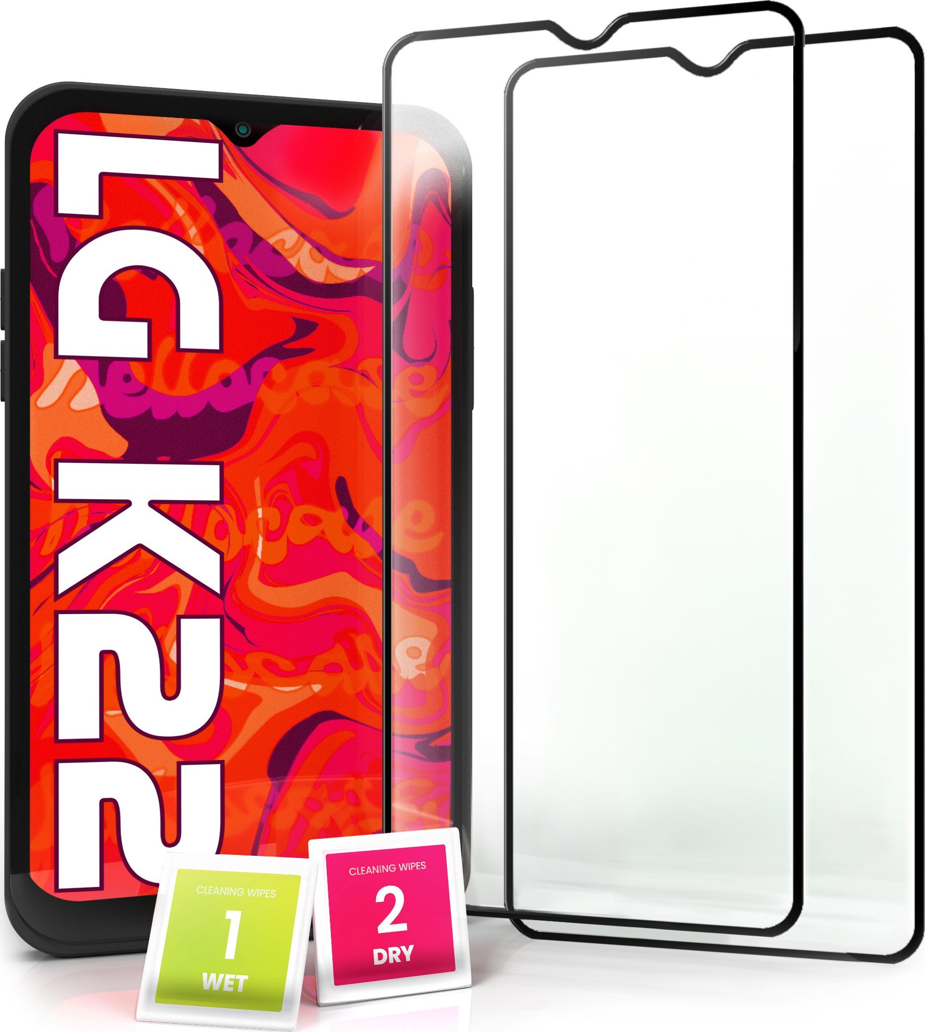 Hello Case 2-pak Szkło Hartowane do LG K22 Ochronne Pełne Na cały ekran 5D 9H