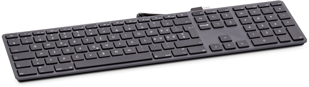 Klawiatura LMP Large Font USB Keyboard 110 keys wired USB keyboard with 2x USB and aluminum upper cover Szwajcarski space gray