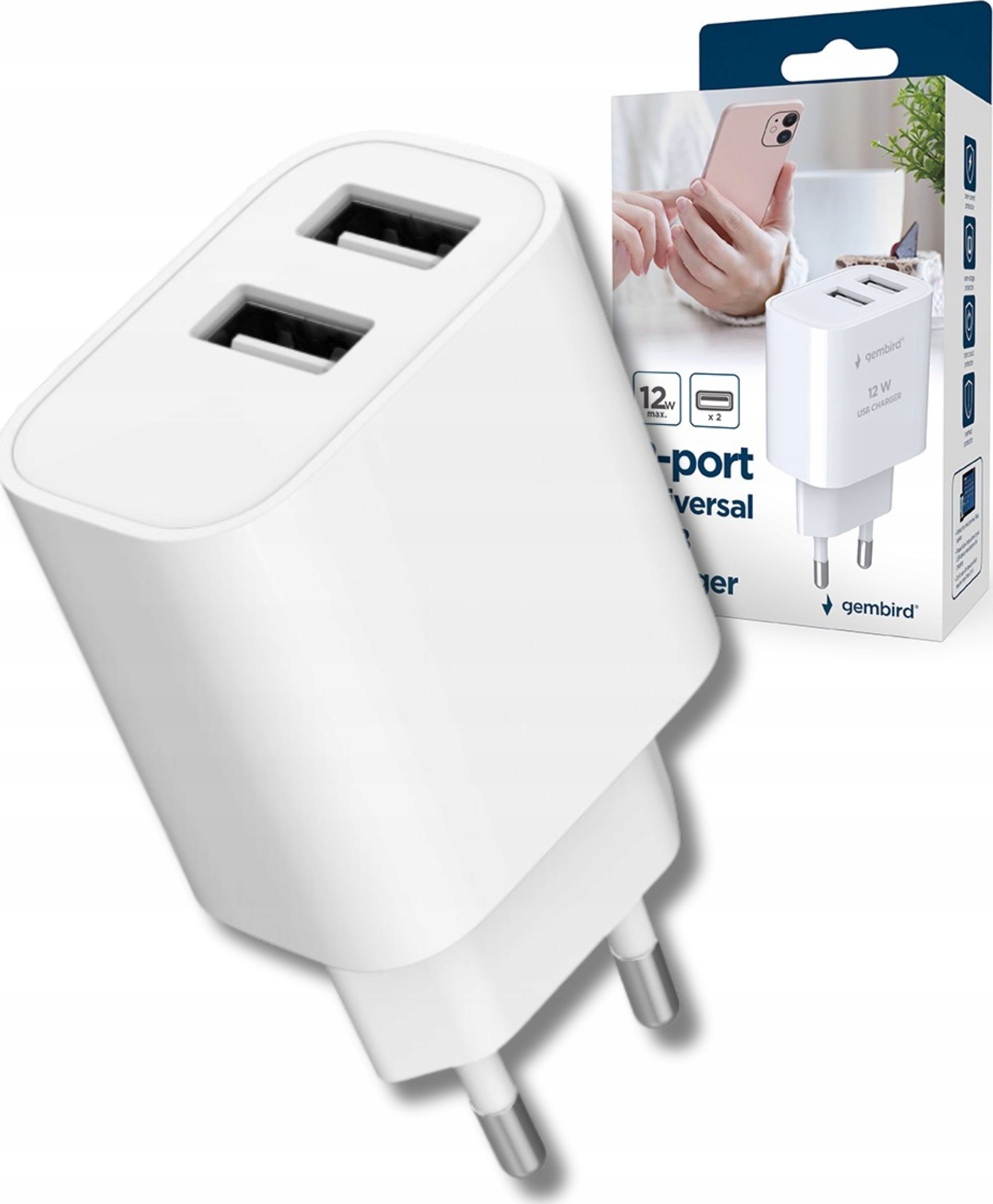 Ładowarka Gembird Ładowarka sieciowa Gembird TA-UC-2A12-01 biała