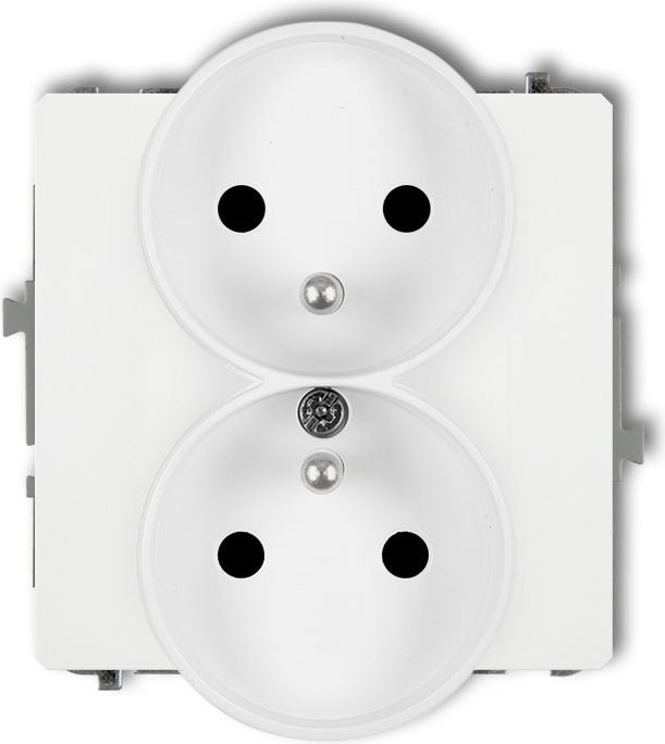 Karlik Gniazdo podwójne DECO Soft z/u do ramki biały (DGPRSO-2z)