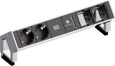 Bachmann BACHMANN DESK2 2x geaard contact 2x ABD 1x USB Lader GST18, z