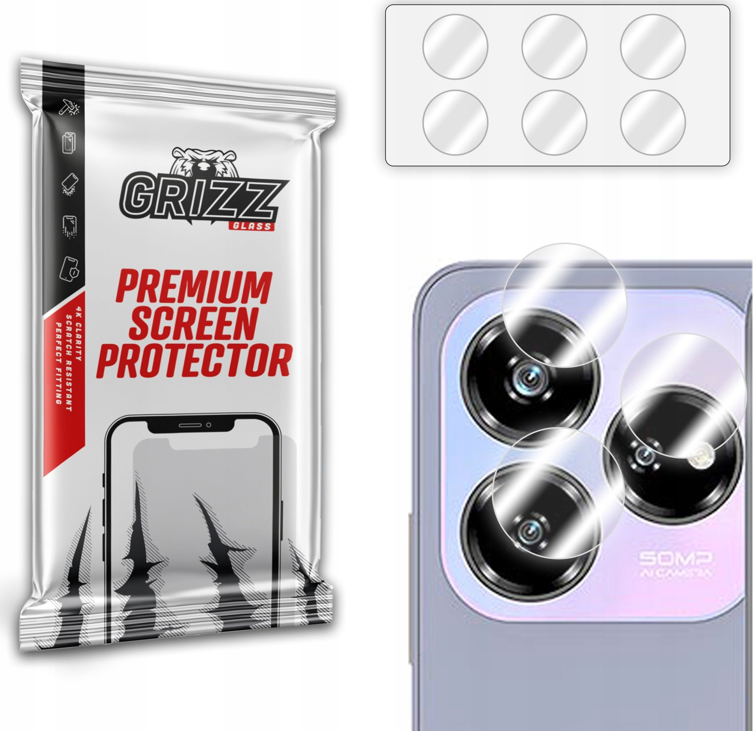 Szkło na aparat GrizzGlass HybridGlass Camera do ZTE Blade V60 Design