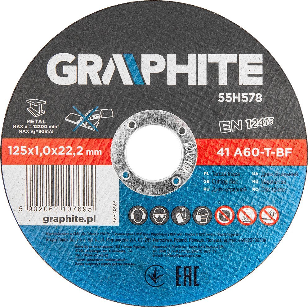 Graphite Tarcze tnące do metalu 125 mm 10 szt. (55H578)