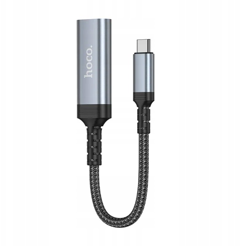 Kabel konwersji z USB C do HDMI żeński Hoco 4K 30Hz 0,2 m UA43A stalowy szary