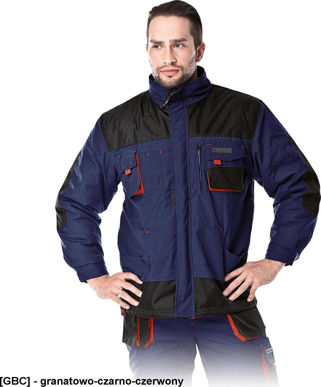 R.E.I.S. LH-FMNW-J - KURTKA ZIMOWA OCHRONNA OCIEPLANA - granatowo-czarno-czerwony M