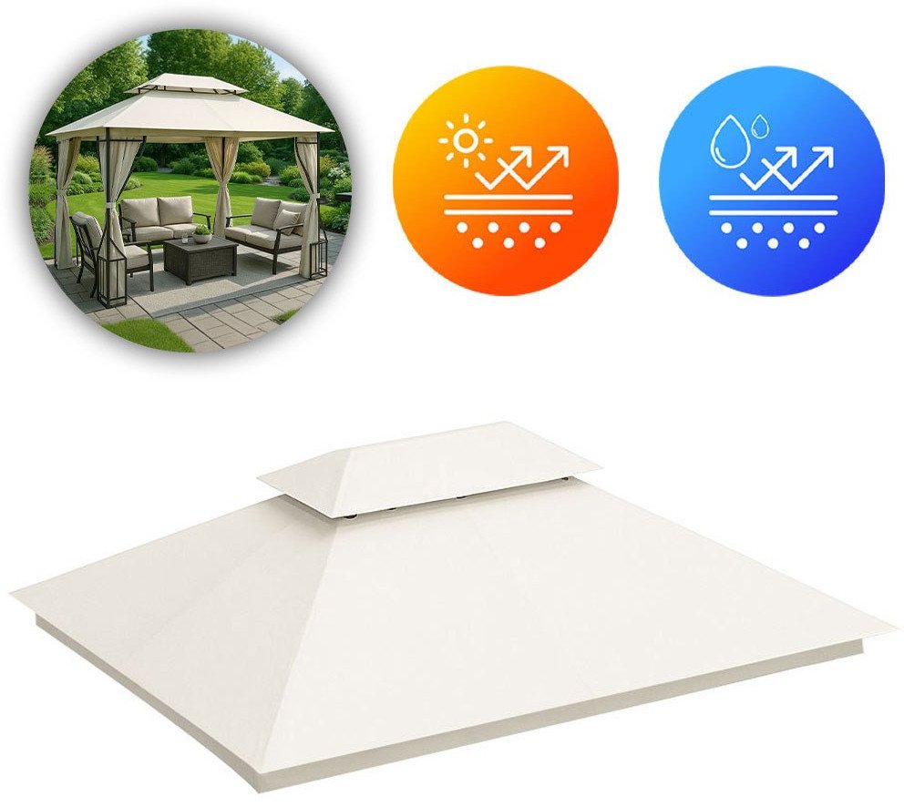 Dach do pawilonu ogrodowego 3x4 m wodoodporne poszycie otwór wentylacyjny beżowy MultiGarden