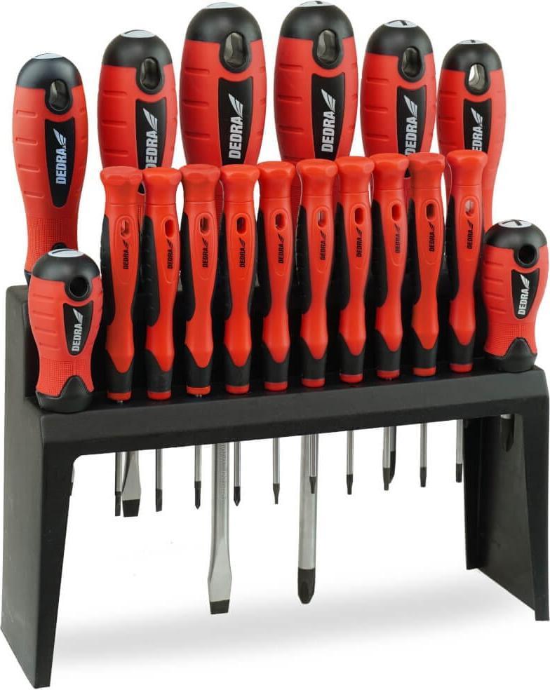 Dedra Zestaw wkrętaków 18szt z plastikowym stojakiem, stal CrV
