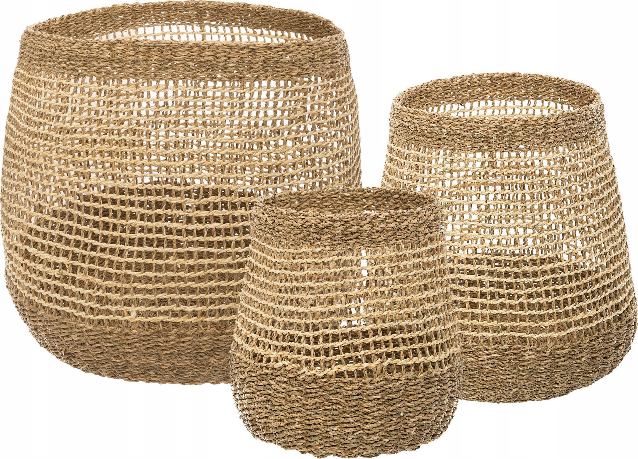 Atmosphera Dekoracyjne kosze do przechowywania z trzciny, plecione, 3 sztuki