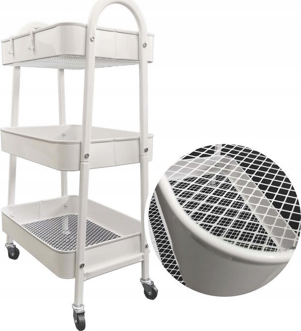 kontrast Wózek regał na kółkach metalowy kuchnia łazienka 3 póki 79cm biały