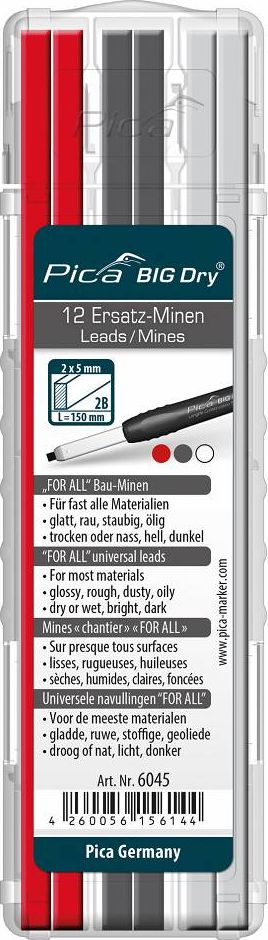 PICA PICA WKŁADY WYMIENNE MIX DO ZNACZNIKA BIG DRY / GRAFIT/CZERWONY/BIAŁY PICA6045