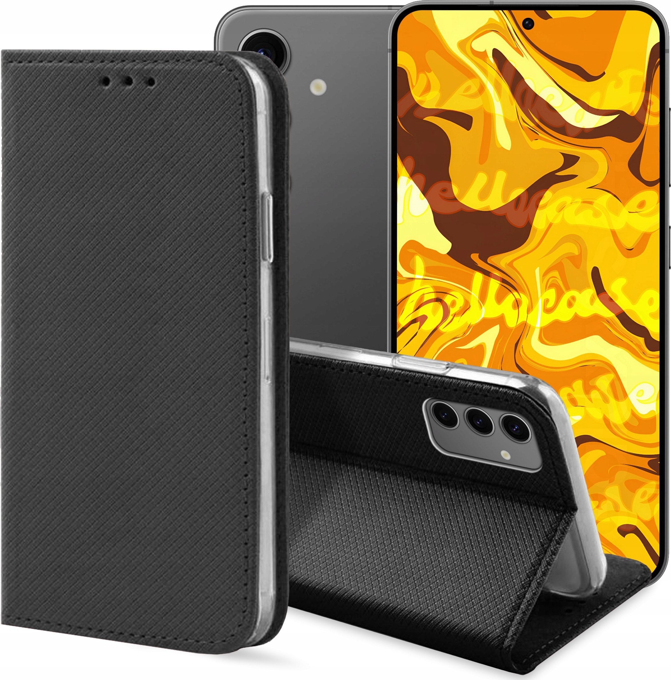 Hello Case ETUI Z KLAPKĄ DO SAMSUNG GALAXY S24 CZARNE ZAMYKANE MAGNETYCZNE KABURA FLIP