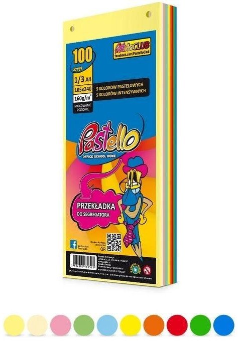 Przekładka do segregatora 1/3 A4 100K 10 kolorów