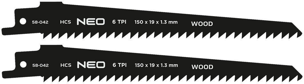 Brzeszczot do piły szablastej, HCS, 152 x 19 x 1.3 mm, 6TPI, kpl. 2 szt.