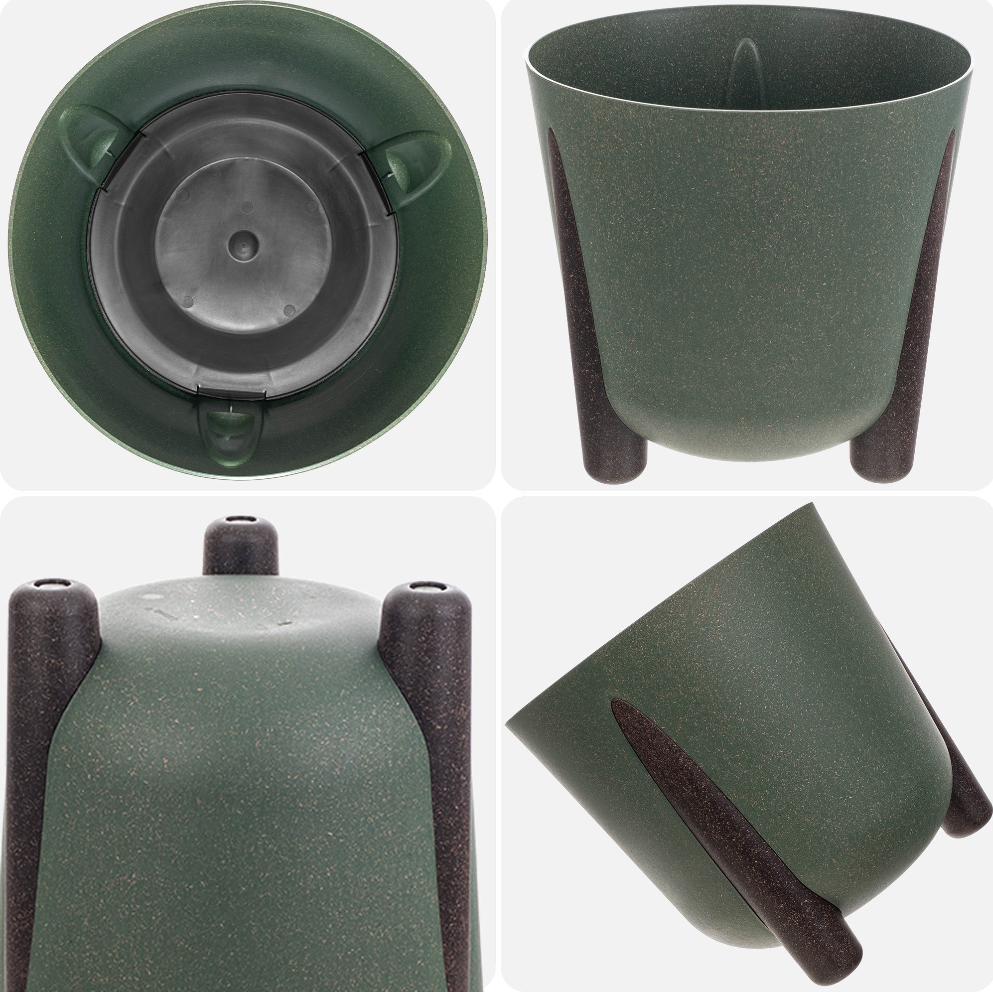 Kadax KADAX Doniczka Donica Na Kwiaty Eco Osłonka Nóżki + Wkład 18cm Zielona