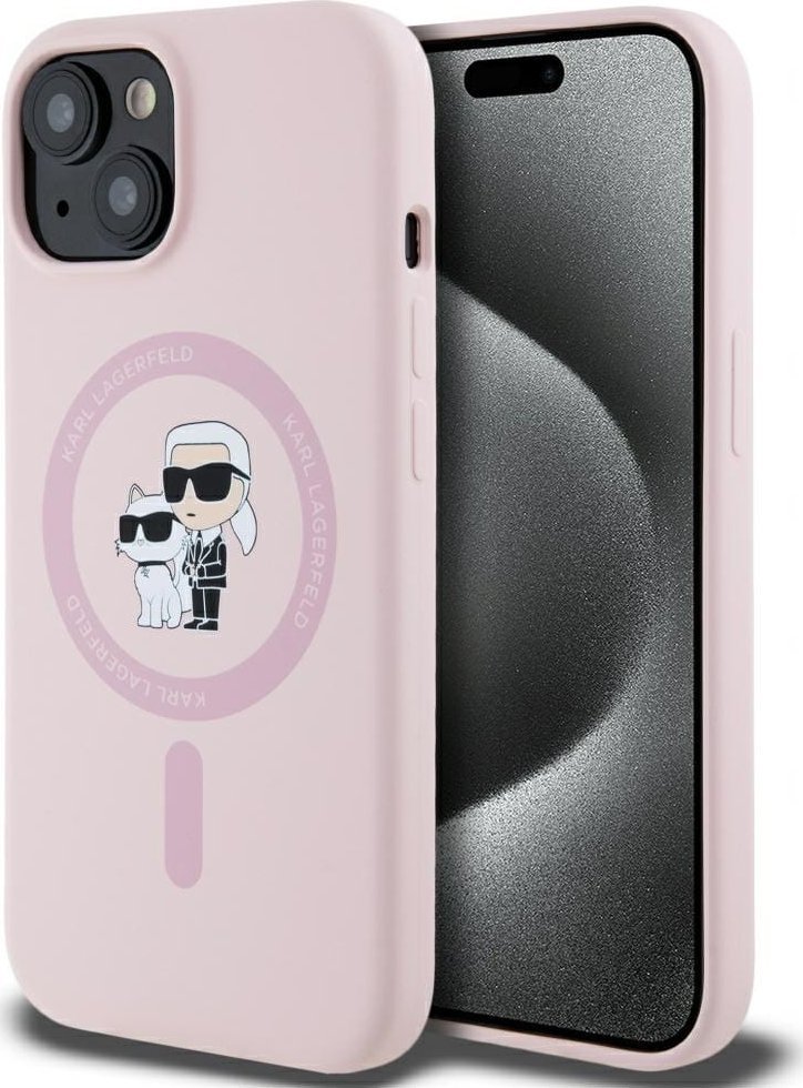 Case Karl Lagerfeld Silicone Karl&Choupette MagSafe for iPhone 15 Plus pink