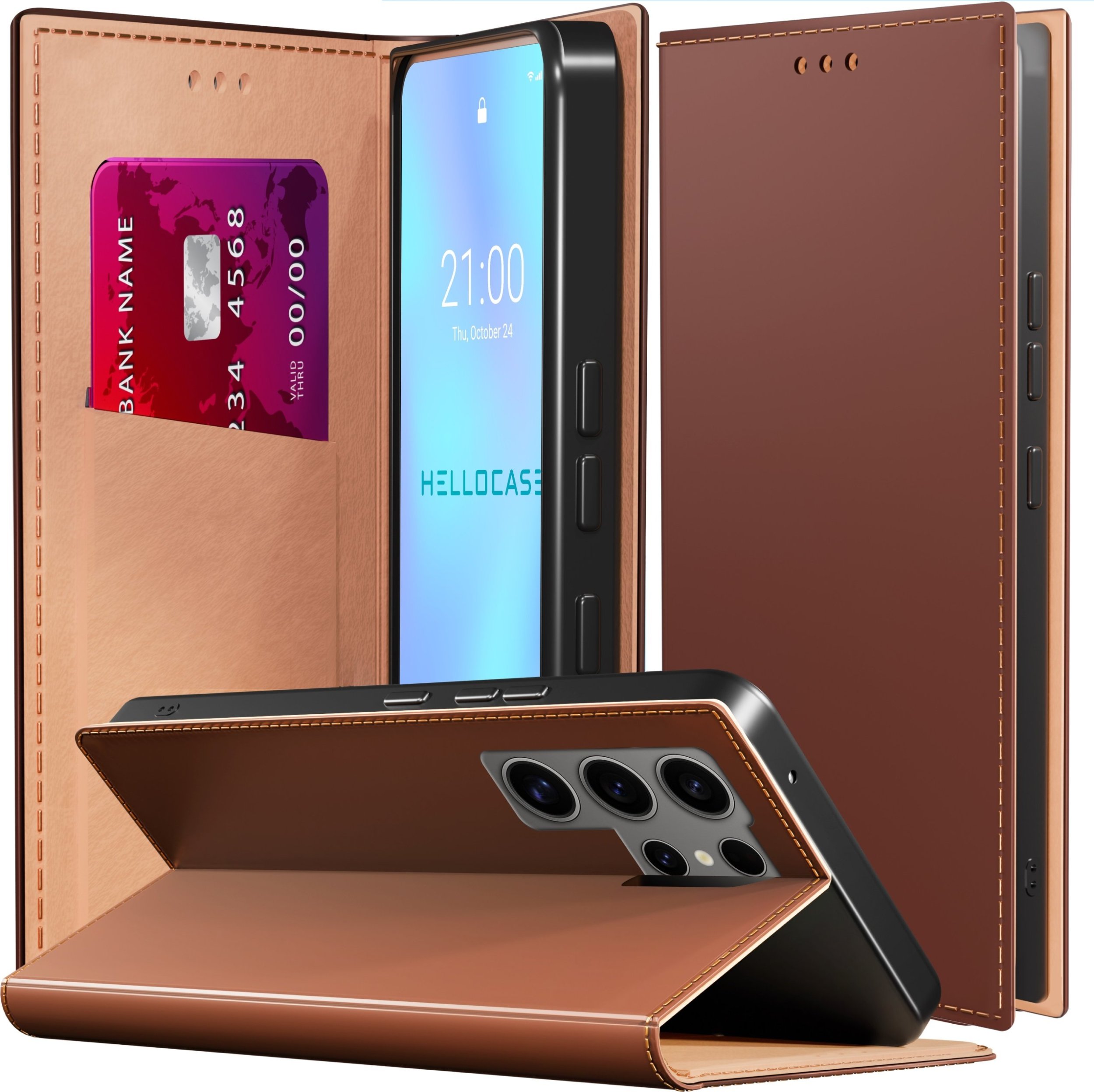 Etui z Klapką do Samsung Galaxy S25 Ultra (Skórzane, Magnetyczne, Brązowe)