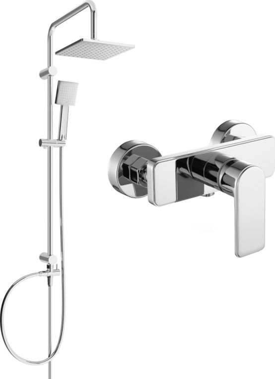 Zestaw prysznicowy Mexen Mexen Tord zestaw prysznicowy natynkowy z deszczownicą i baterią prysznicową Cetus, chrom - 744340200-00