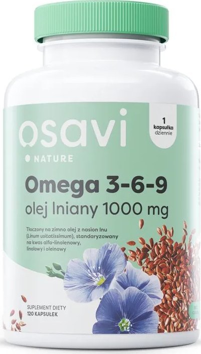 Osavi Osavi - Omega 3-6-9 Olej Lniany, 1000mg, 120 kapsułek miękkich