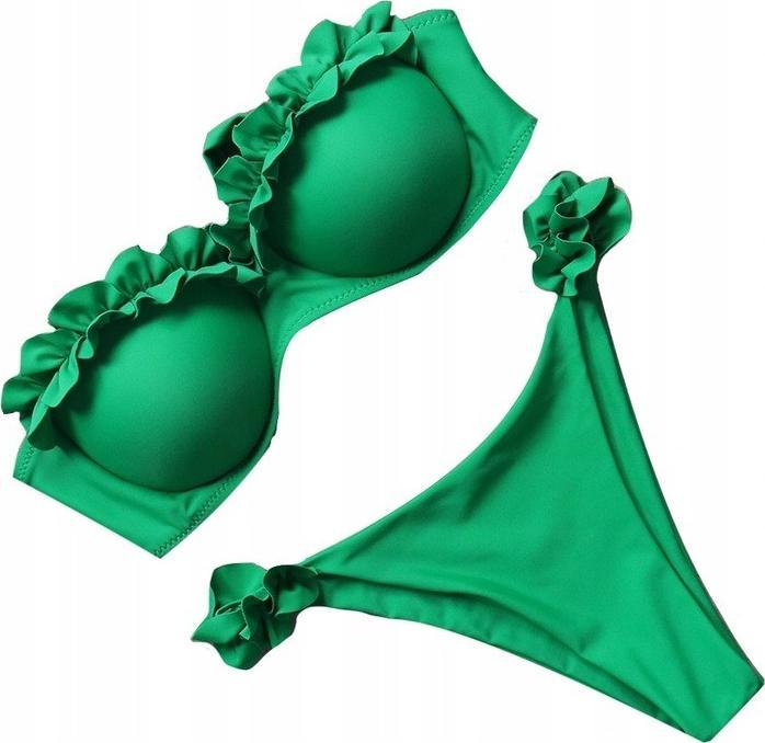 Pan i Pani Gadżet Strój kąpielowy wiązany bardotka bandeau zielony