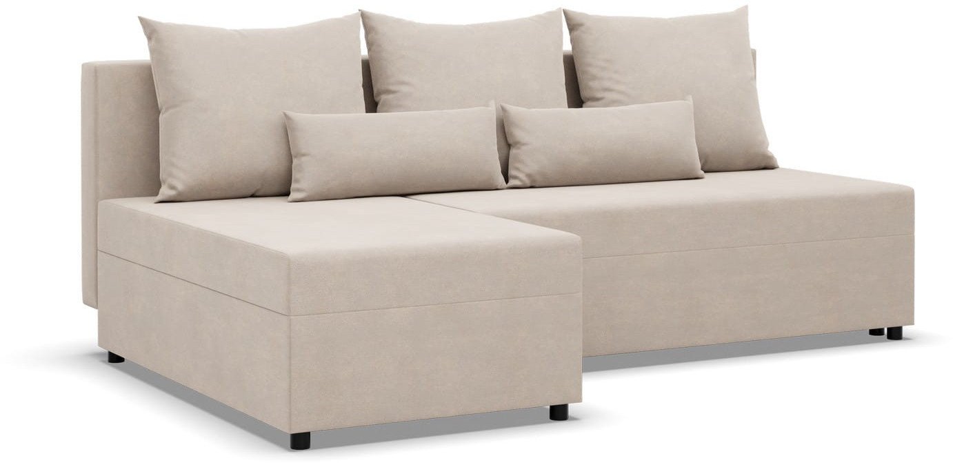 Narożnik z luźnymi poduszkami, Vista, velvet, 201x137x92 cm, beżowy | TYLETEGOTU