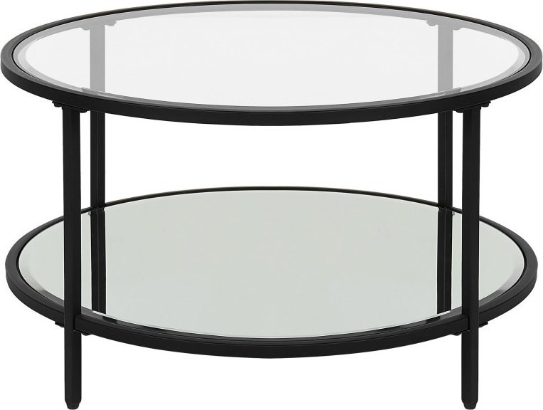 Beliani Stolik kawowy z lustrzaną półką szklany czarny BIRNEY!