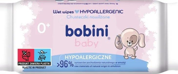 Bobini Baby Chusteczki nawilżane dla dzieci i niemowląt Hypoalergiczne 60 szt.
