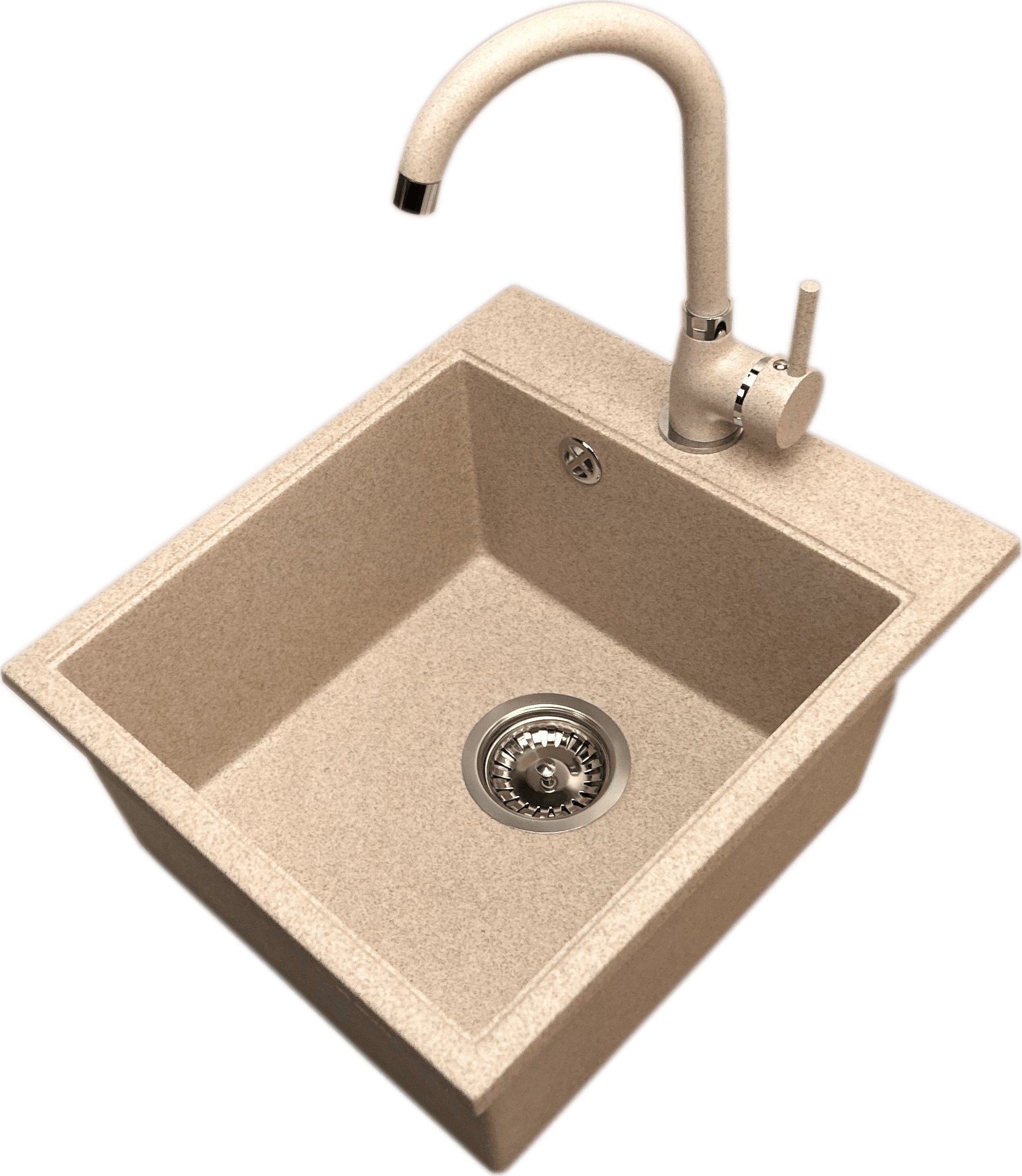 Zlewozmywak PREHNIT Zlewozmywak jednokomorowy COBALT beż + bateria NOON