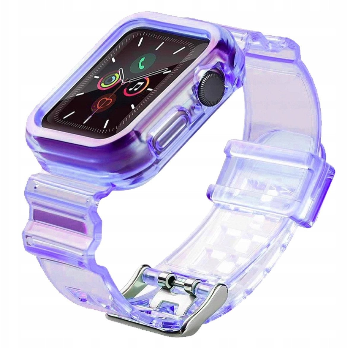Silikonowa opaska pasek bransoleta bransoletka etui Strap Light Set do zegarka Apple Watch 38 mm - fioletowa