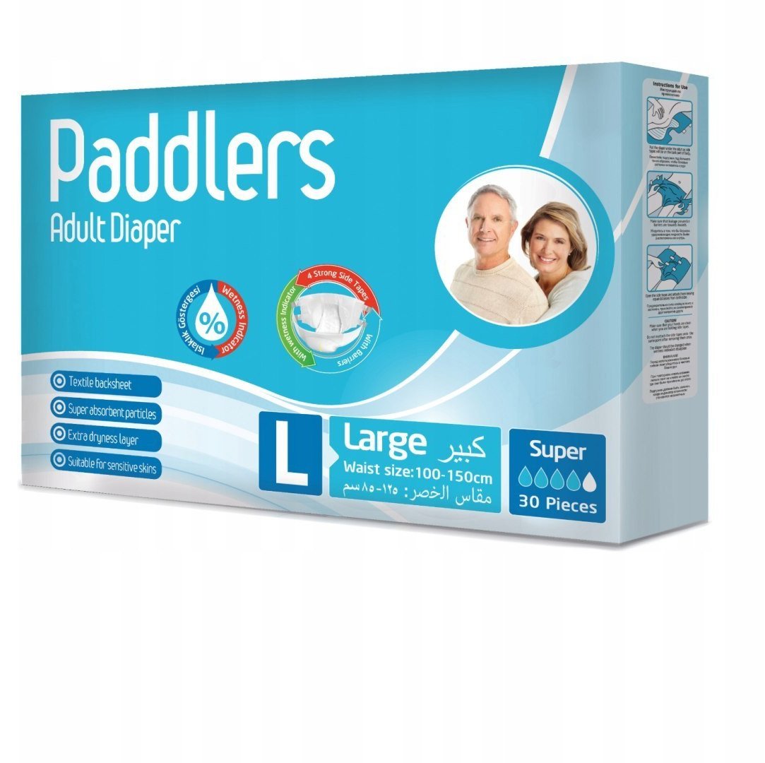 Pieluchy dla dorosłych PADDLERS Rozmiar L, SUPER CHŁONNE, 30 szt.