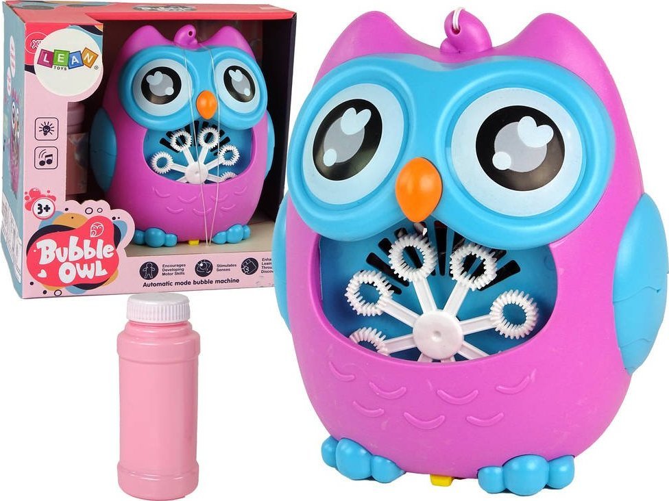 LeanToys Maszynka do Baniek Mydlanych Sowa Dźwięk Różowa